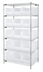 Thumbnail image #1 for Quantum 36-Inch W x 24-Inch D x 74-Inch H Chrome Plated Stationary Bin Wire Shelving System with 6 Shelves and 15 Clear Bins
