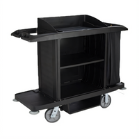 Rubbermaid Xtra Full Size Plastic Housekeeping Cart with Vinyl Bag and Vacuum Holder