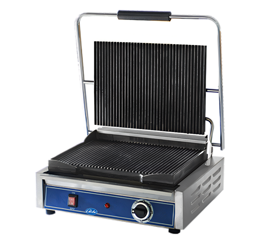 Product image #1 for Globe GPG1410 Commercial Countertop Panini Grill, 14 x 10-Inch Grooved Cast Iron Plates