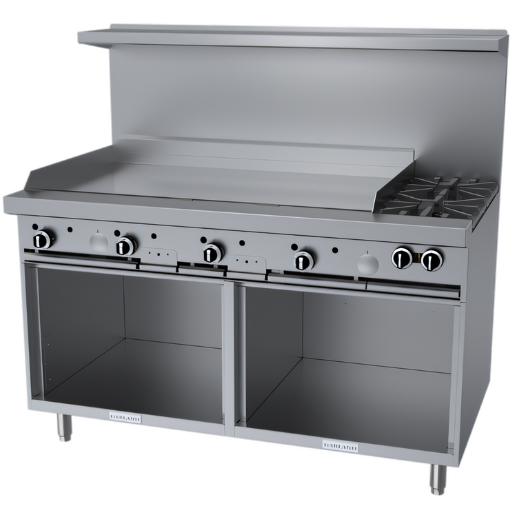 Product image #1 for Garland G Starfire Pro 60-Inch Commercial Gas Range with 2 Open Burners, 48-Inch Griddle, and 2 Storage Bases