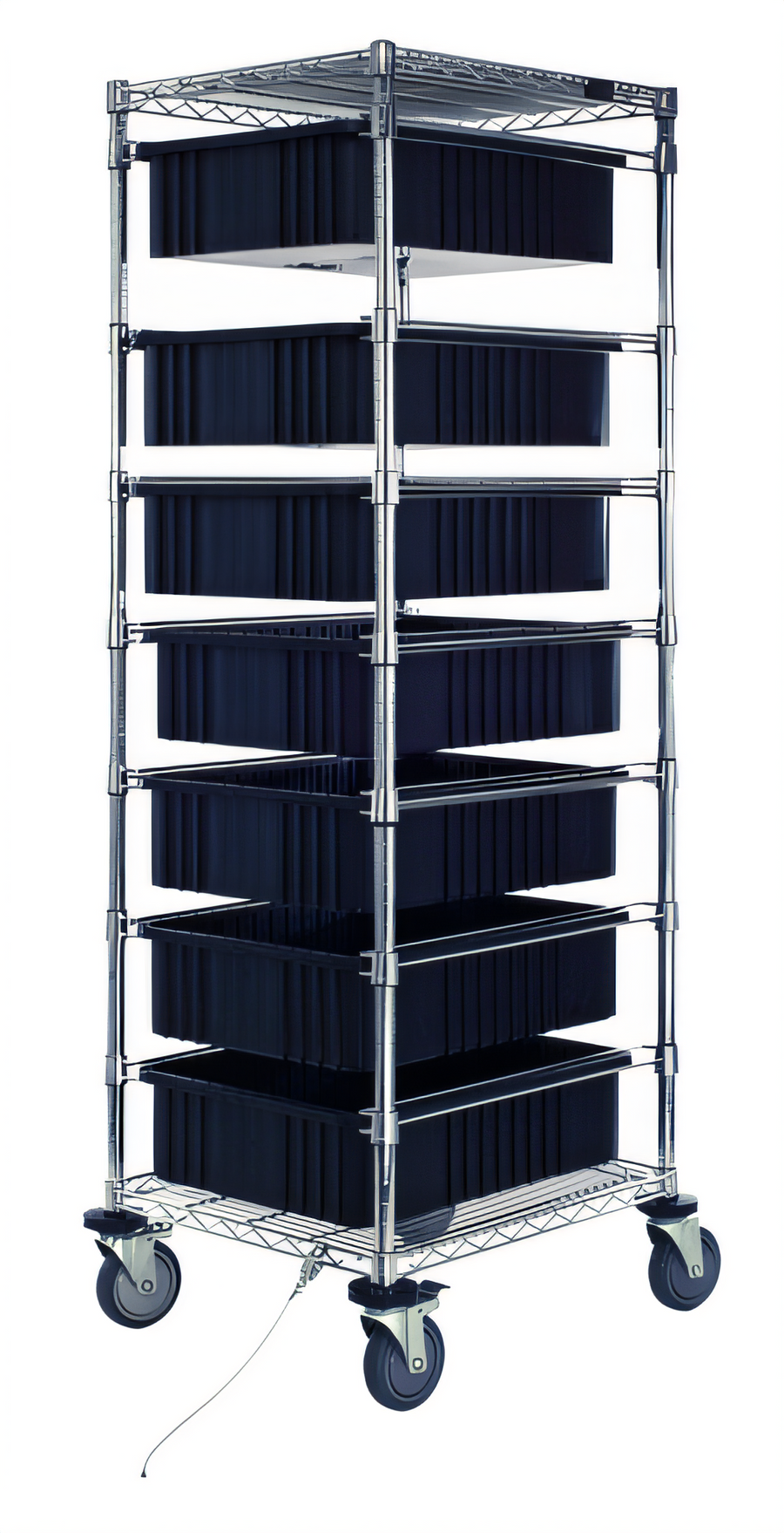 Product image #1 for Mobile Conductive Bin Cart with 7 Dividable Grid Containers, 21 x 24 x 69 Inch, Chrome Plated Finish