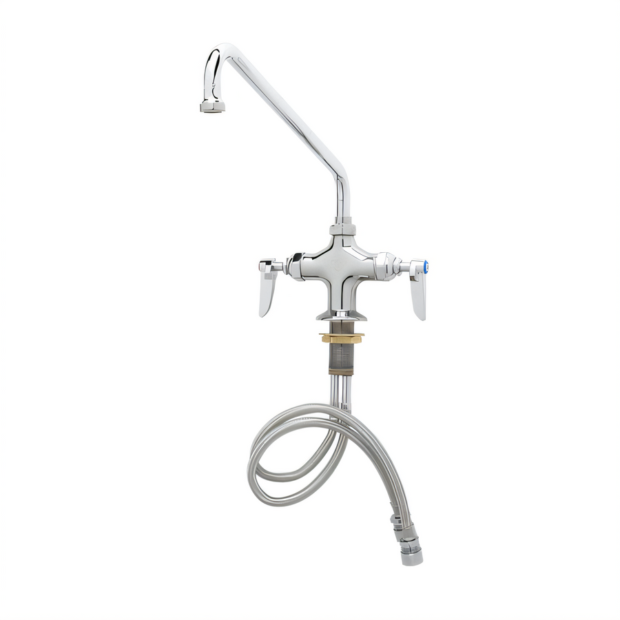 Product image #1 for T&S Brass Double Pantry Deck-Mounted Manual Faucet with 18-Inch Swing Nozzle and Lever Handles
