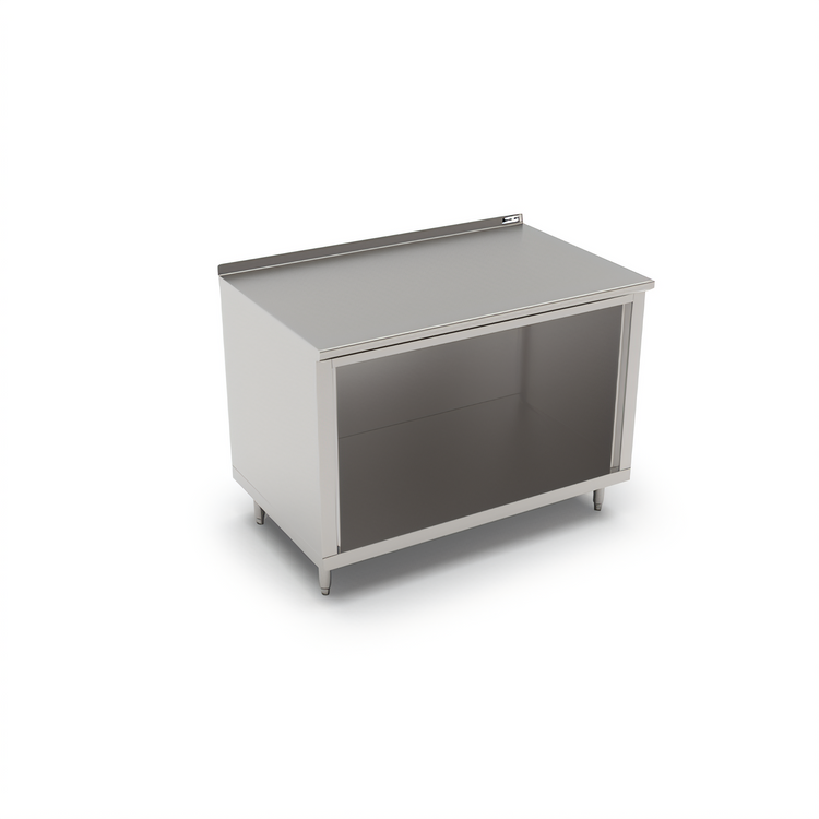 Product image #1 for John Boos Open Front Cabinet Base Stainless Steel Work Table, 36 Inch x 30 Inch, 1-1/2 Inch Rear Riser