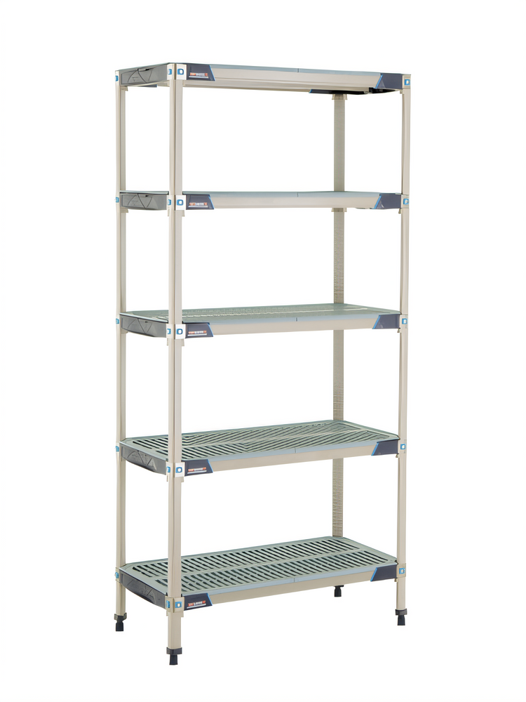 Product image #1 for MetroMax i Blue 5-Shelf Stationary Polymer Shelving Starter Unit, 36W x 18D x 74H