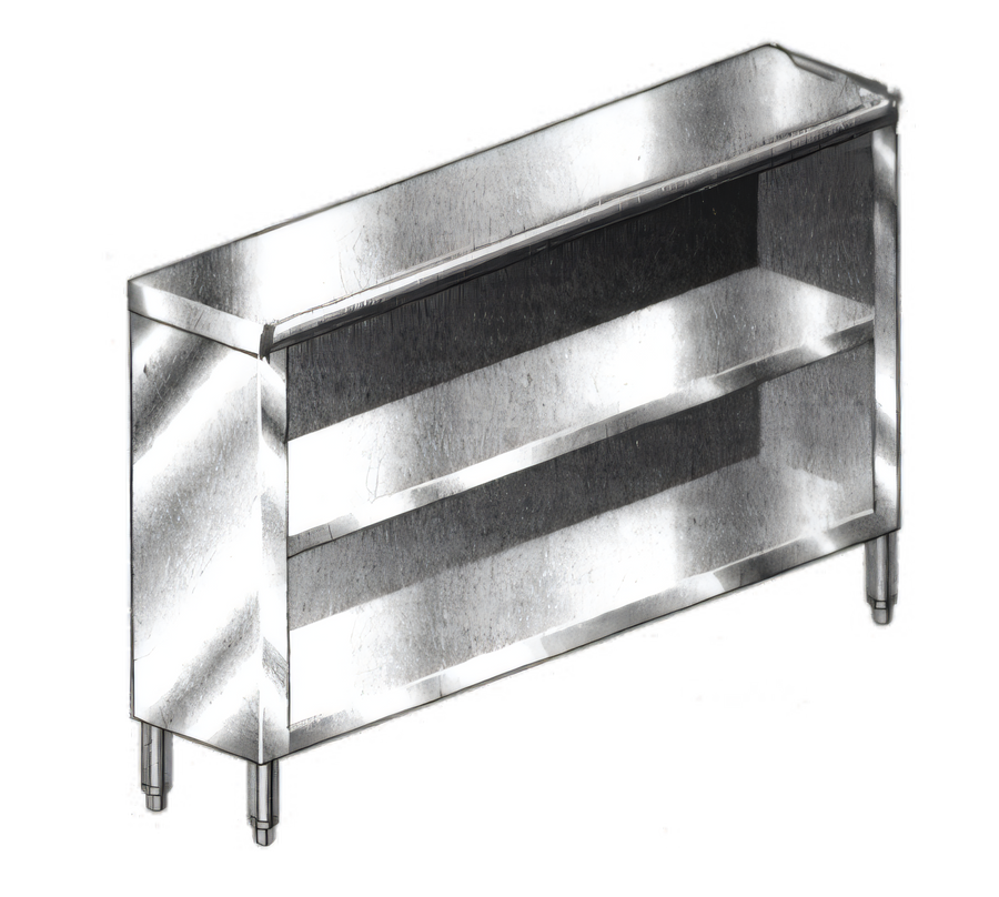 Product image #1 for 48 Inch Wide Stainless Steel Dish Cabinet with Open Base and Mid-Shelf