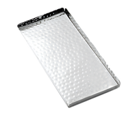 American Metalcraft Hammered Stainless Steel Rectangular Serving Tray with Sides, 10 x 4-1/2 Inches