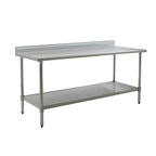 Thumbnail image #1 for Eagle Group BlendPort® BPT-3084SEB-BS Stainless Steel Backsplash Work Table with Adjustable Undershelf, 84-Inch W x 30-Inch D, 16-Gauge Top