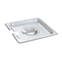 Crestware 1/6 Size Notched Stainless Steel Steam Table/Holding Pan Cover with Handle