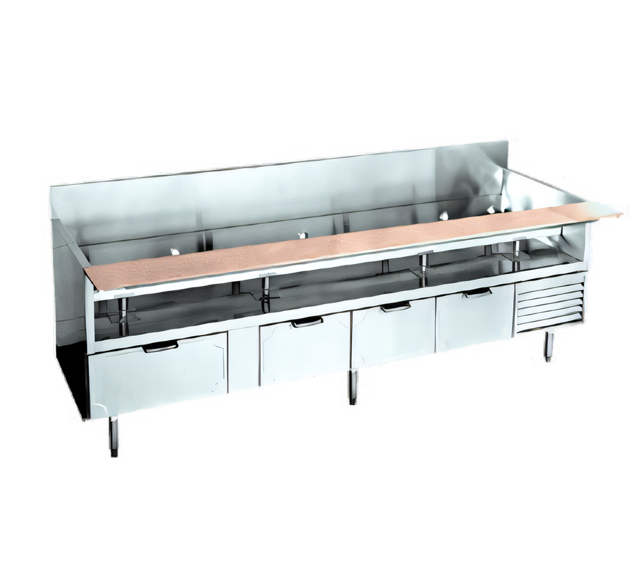 Product image #1 for La Rosa L-74102-30 102" Four-Section Refrigerated Equipment Stand with Drawers