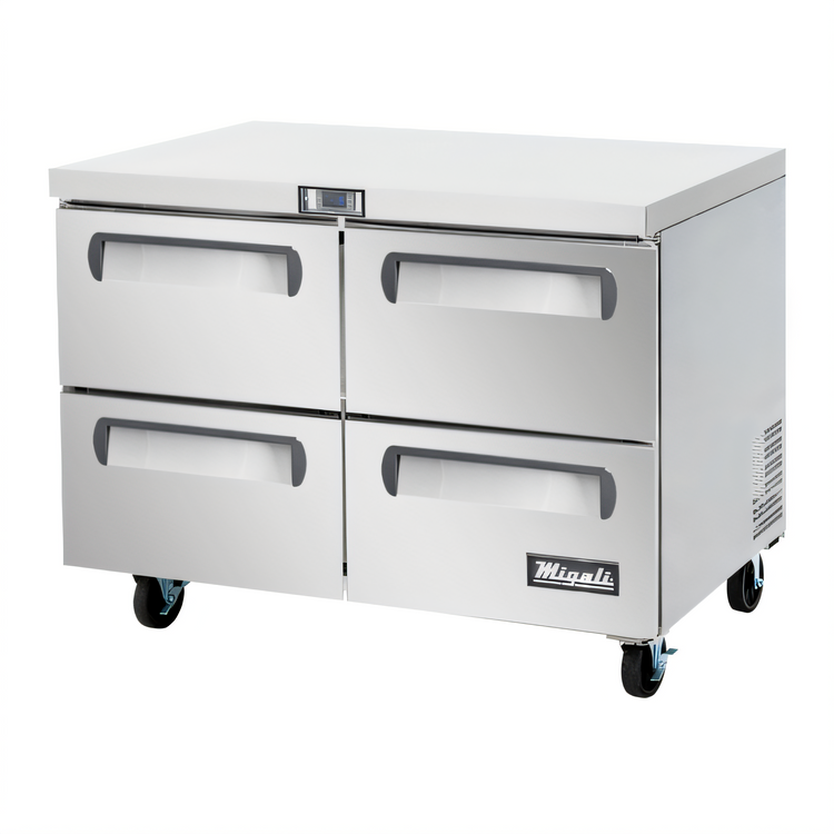 Product image #1 for Migali Competitor Series® 48-Inch 4-Drawer Undercounter Worktop Refrigerator, 12 Cu. Ft., Stainless Steel