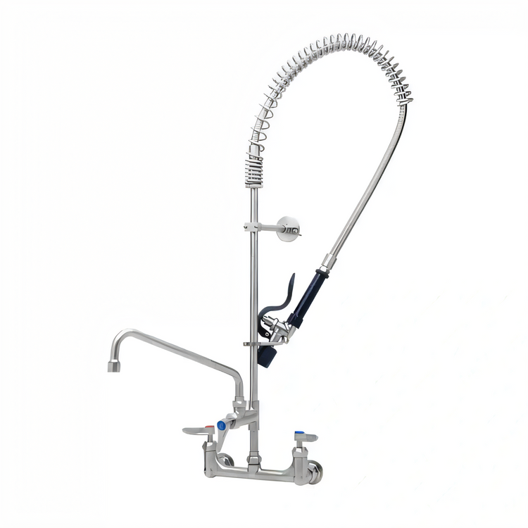 Product image #2 for EverSteel 8-Inch Center Wall-Mount Pre-Rinse Mixing Faucet with 12-Inch Swing Nozzle and 1.07 GPM Spray Valve