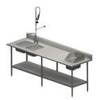 Thumbnail image #1 for BK Resources MOD-PT 96 x 30-Inch 16-Gauge Stainless Steel Sink Table with Two-Compartment Prep Sink, Hand Sink, Pre-Rinse, and Undershelf