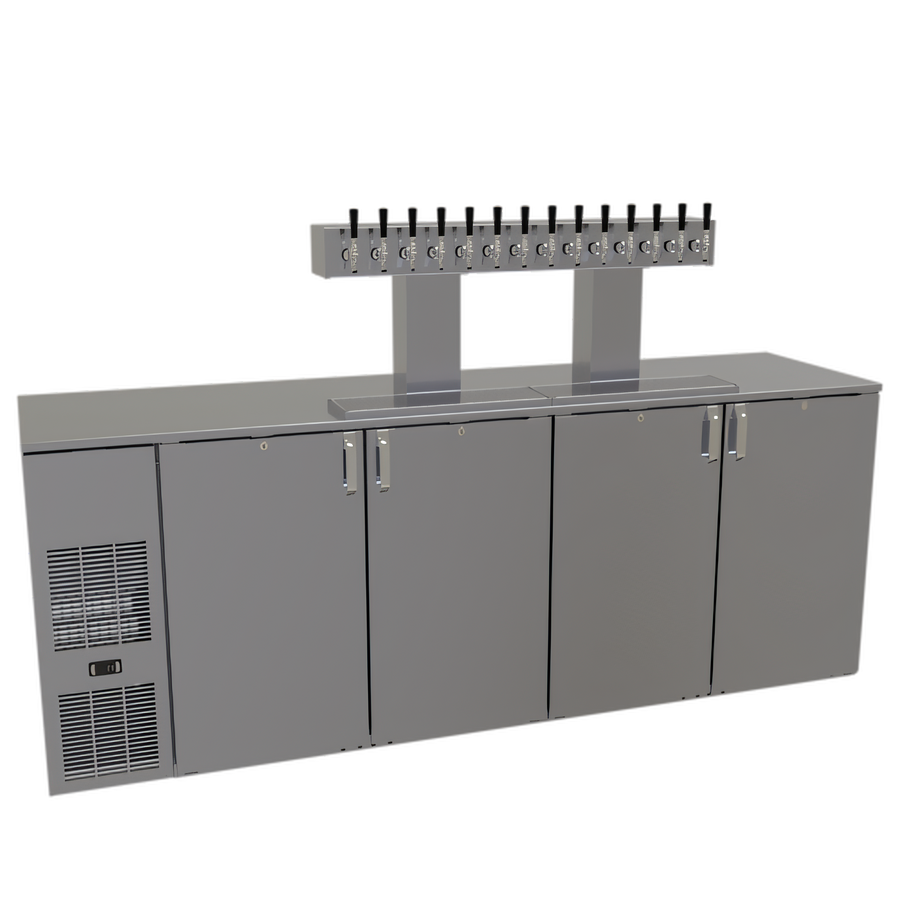 Product image #1 for Glastender C1FB92-DD One-Zone Front-Serviced Bar Profile Draft Beer Dispensing Cooler, 92-Inch, Four-Section