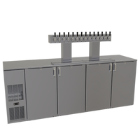 Glastender C1FB92-DD One-Zone Front-Serviced Bar Profile Draft Beer Dispensing Cooler, 92-Inch, Four-Section