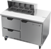 Thumbnail image #1 for Beverage-Air SPED48HC-08-2 48-Inch Two-Section Sandwich Top Refrigerated Counter, 13.0 Cu. Ft., 8 Pan Openings, 1 Door and 2 Drawers