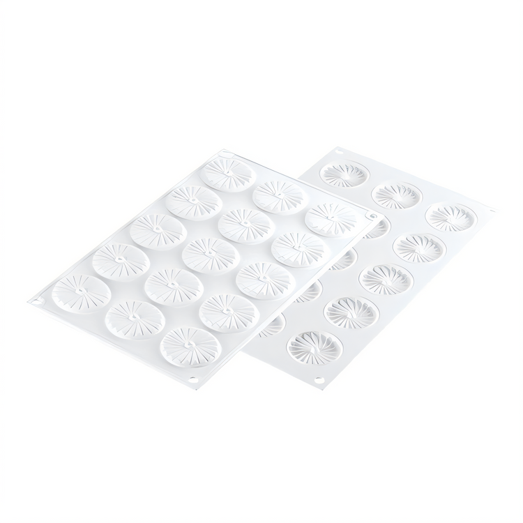 Product image #1 for Silikomart Plisse 6-Cavity Chocolate & Candy Mold, 2.95-Inch Diameter, White