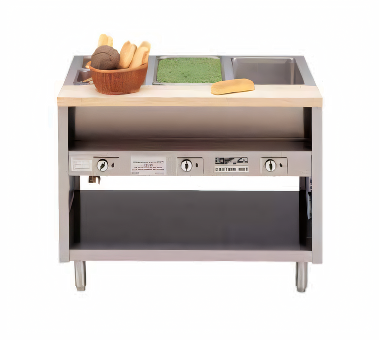 Product image #1 for Dinex ServeXpress 3-Well Stationary Hot Food Counter with Semi-Enclosed Base