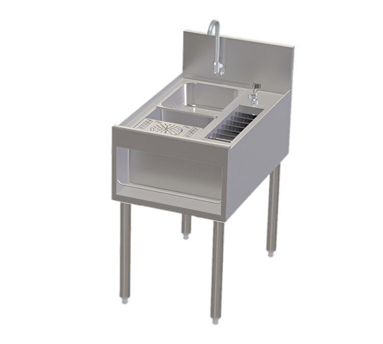 Product image #1 for Tobin Ellis Signature 18-Inch Freestanding Single-Bowl Underbar Utility Sink with Glass Rinser and Tool Caddy