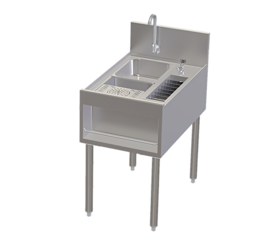 Product image #1 for Tobin Ellis Signature 18-Inch Freestanding Single-Bowl Underbar Utility Sink with Glass Rinser and Tool Caddy