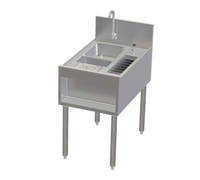 Tobin Ellis Signature 18-Inch Freestanding Single-Bowl Underbar Utility Sink with Glass Rinser and Tool Caddy