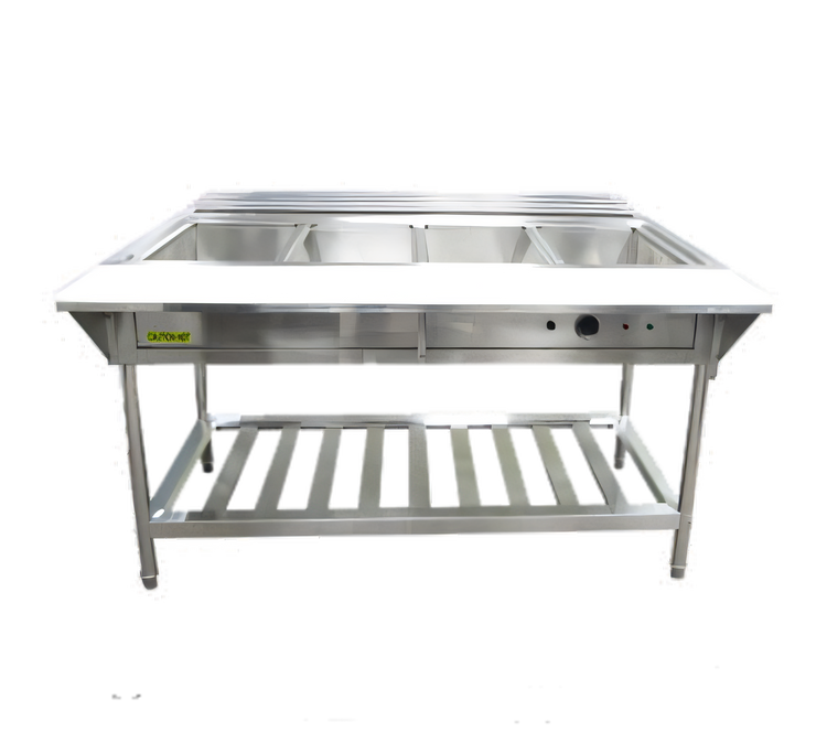 Product image #1 for Adcraft 4-Well Stainless Steel Electric Water Bath Steam Table with Open Shelf Base, 208/240V