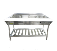 Adcraft 4-Well Stainless Steel Electric Water Bath Steam Table with Open Shelf Base, 208/240V