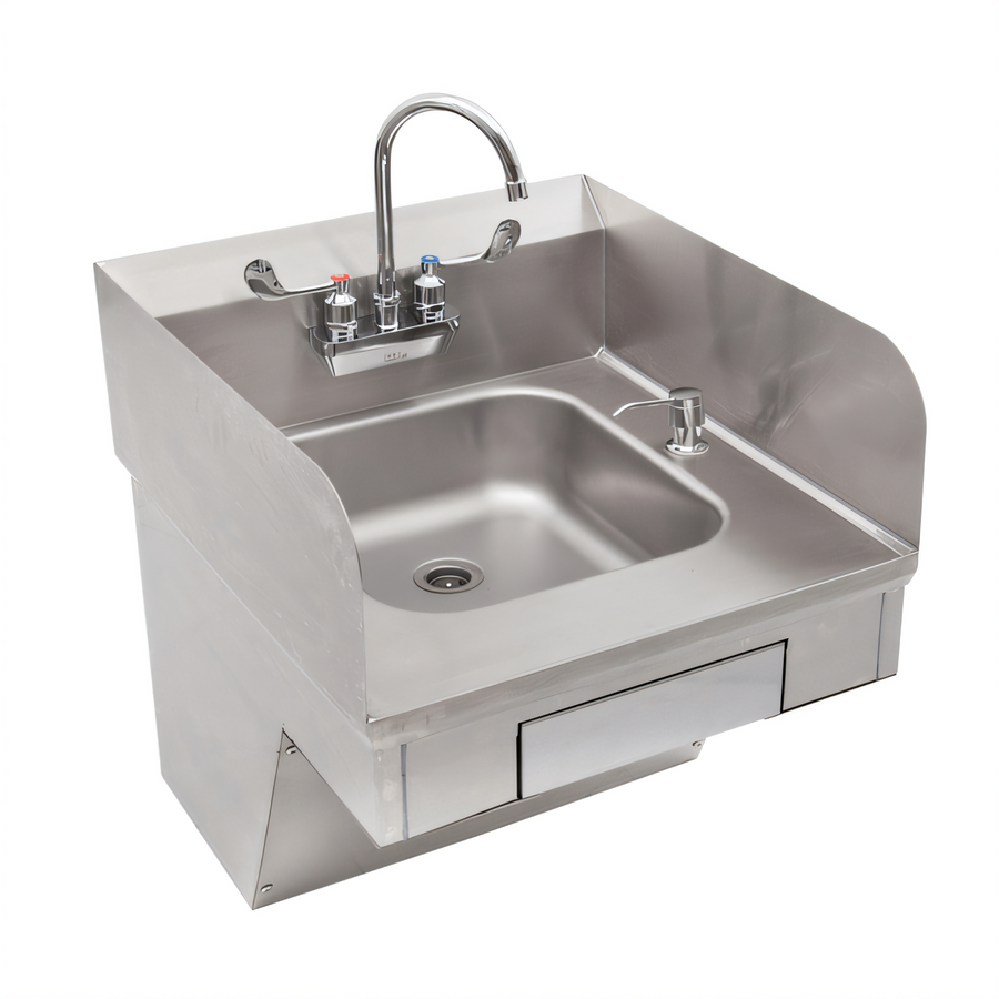 Product image #1 for John Boos Pro-Bowl ADA Wall-Mount Stainless Steel Hand Sink with Side Splashes, Faucet, and Dispensers