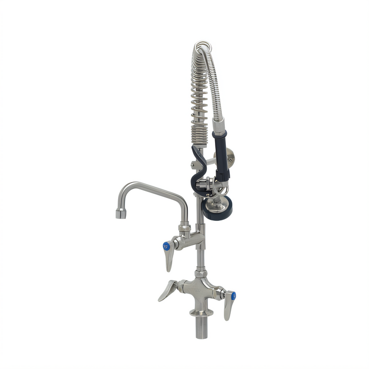 Product image #1 for EverSteel EasyInstall Stainless Steel Single-Hole Deck-Mount Pre-Rinse Mixing Faucet with 6-Inch Swing Nozzle and 1.15 GPM Spray Valve