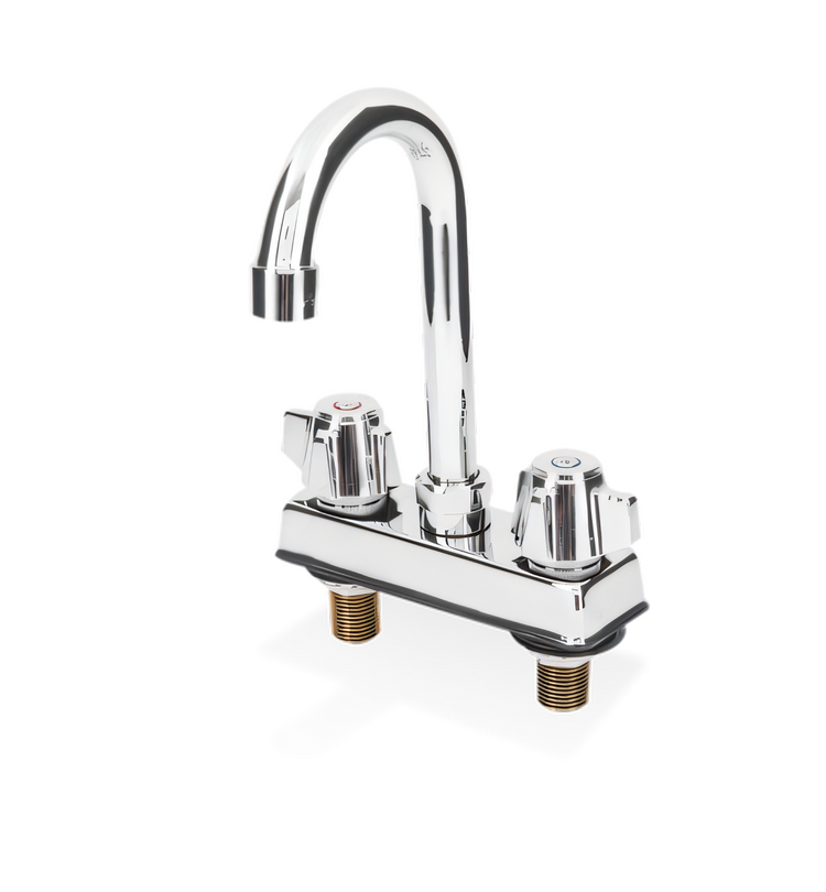 Product image #1 for Commercial Deck Mount Gooseneck Manual Faucet, 4-Inch Center, 4-Inch Spout
