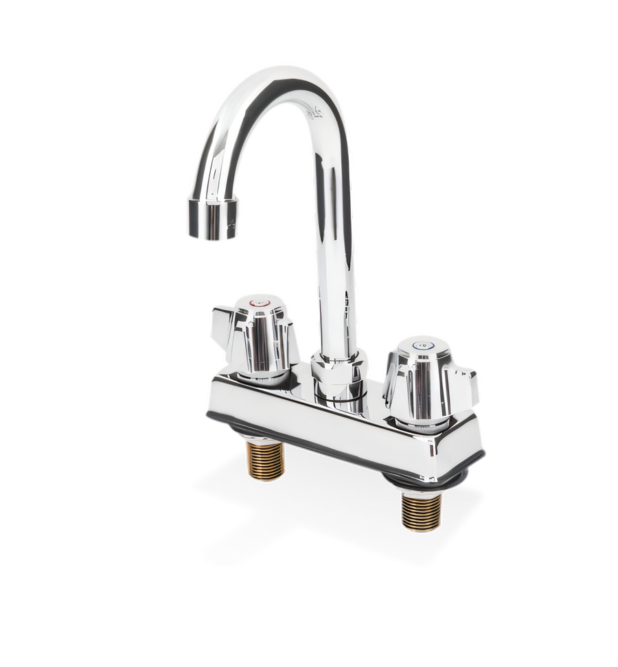 Product image #1 for Commercial Deck Mount Gooseneck Manual Faucet, 4-Inch Center, 4-Inch Spout