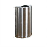 Rubbermaid Commercial European Series 12 Gallon Half-Round Open-Top Indoor Trash Receptacle with Plastic Liner, Satin Stainless Steel