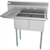 Thumbnail image #1 for KoolMore 43-Inch Two-Compartment Stainless Steel Commercial Sink with Left Drainboard and Backsplash