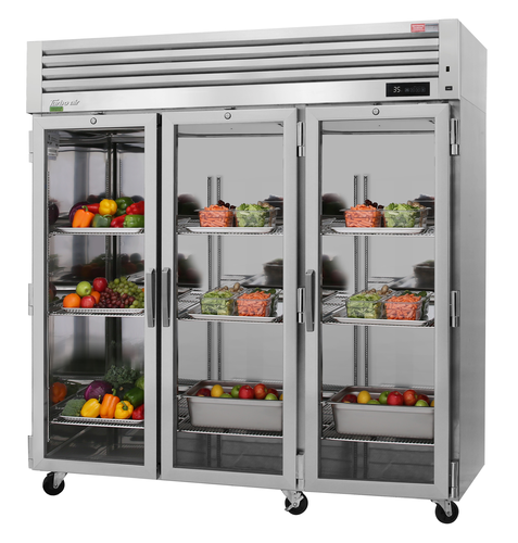 Product image #1 for Turbo Air PRO Series Three-Section Reach-In Refrigerator with Glass Doors, 75.69 Cu. Ft., Top-Mount Self-Contained Refrigeration