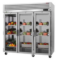 Turbo Air PRO Series Three-Section Reach-In Refrigerator with Glass Doors, 75.69 Cu. Ft., Top-Mount Self-Contained Refrigeration