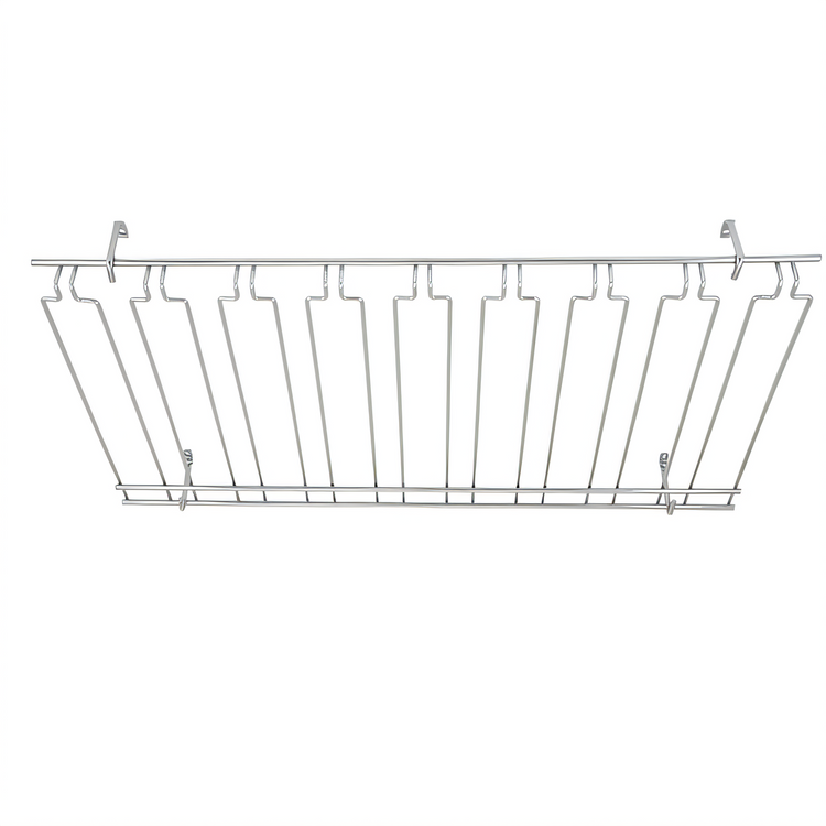Product image #1 for Chrome-Plated Ceiling-Mounted Overhead Glass Rack with 8 Channels, 18 x 36 x 4 Inches