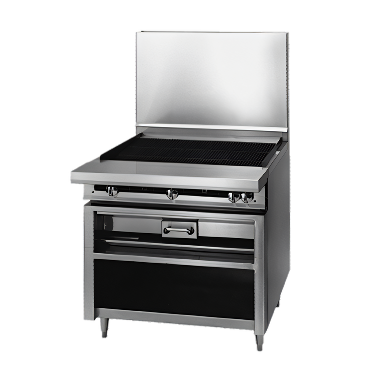 Product image #1 for Titan JTKC-24-RAD 24" Heavy Duty Gas Chitwood Charbroiler with Cabinet Base and Radiants