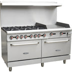 Thumbnail image #1 for Serv-Ware SGR-6B-24G 60-Inch Natural Gas Range with 6 Open Burners, 24-Inch Griddle, and 2 Standard Ovens