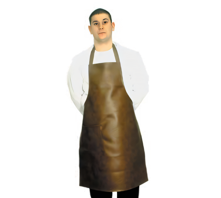 Product image #1 for 35 x 26 Inch Brown Naugahyde Bib Apron with Nylon Ties and Lower Pocket