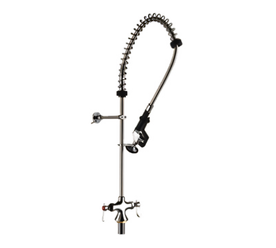 Product image #1 for General Hardware Deck Mount Pre-Rinse Faucet with 6-Inch Wall Bracket, Spray Valve, and 44-Inch Flexible Stainless Steel Hose