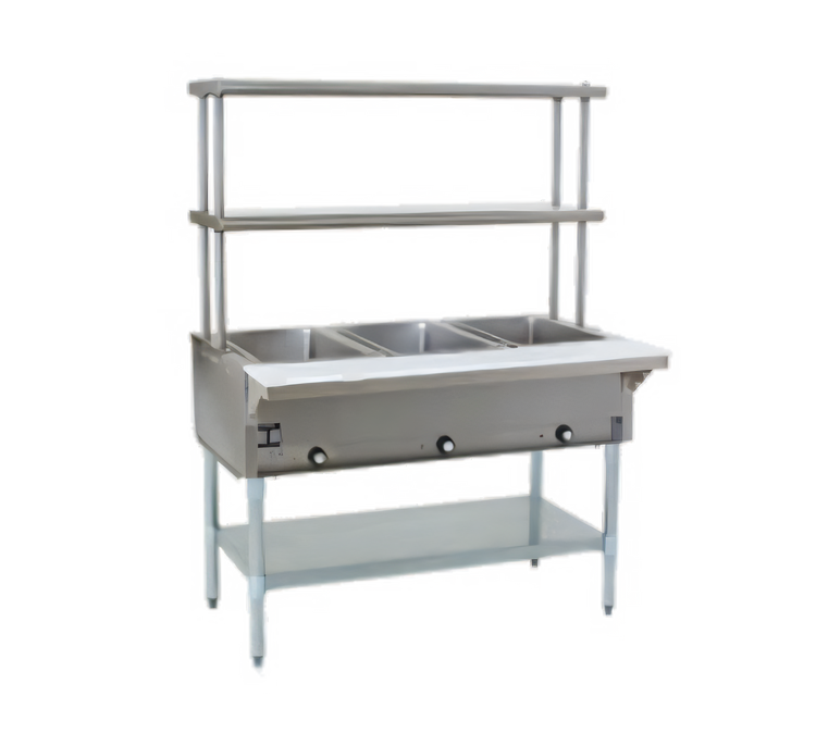 Product image #1 for Eagle Group Electric Hot Food Table, Open Base, 4 Wells, with Flex-Master Overshelves