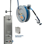 Thumbnail image #1 for T&S Brass B-7242-U01WS8BC 50-Foot Open Wall-Mounted Retractable Hose Reel with Stainless Steel Cabinet and Mixing Valve