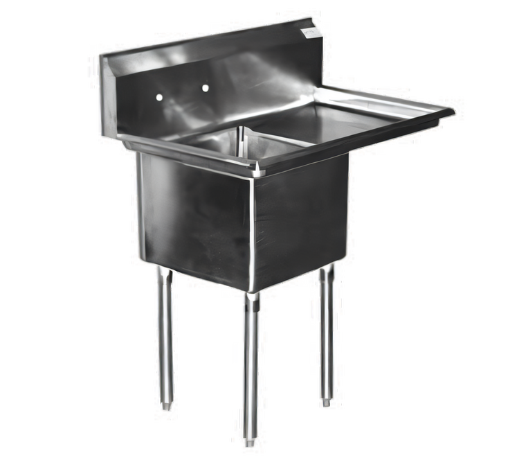 Product image #1 for Serv-Ware 1-Compartment Economy Sink with 18-Inch Right-Hand Drainboard, 18 Gauge Stainless Steel