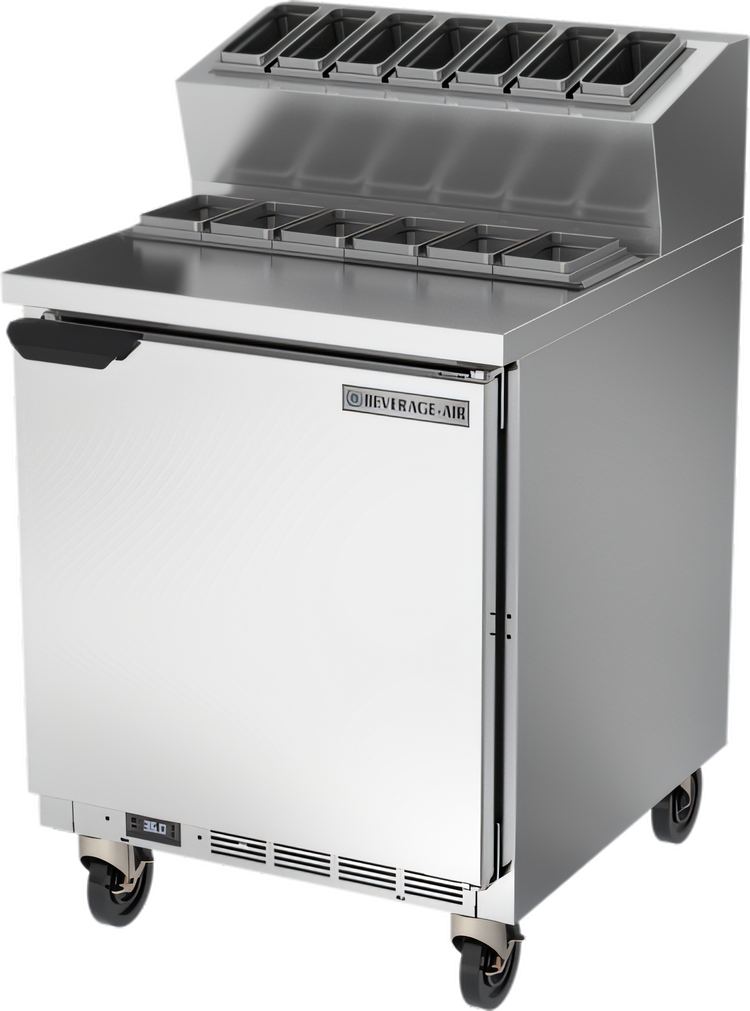 Product image #1 for Beverage-Air 27-Inch One-Section Topping Prep Table, 6.9 Cu. Ft., 1 Door, Rear-Mounted Self-Contained Refrigeration