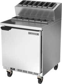 Beverage-Air 27-Inch One-Section Topping Prep Table, 6.9 Cu. Ft., 1 Door, Rear-Mounted Self-Contained Refrigeration