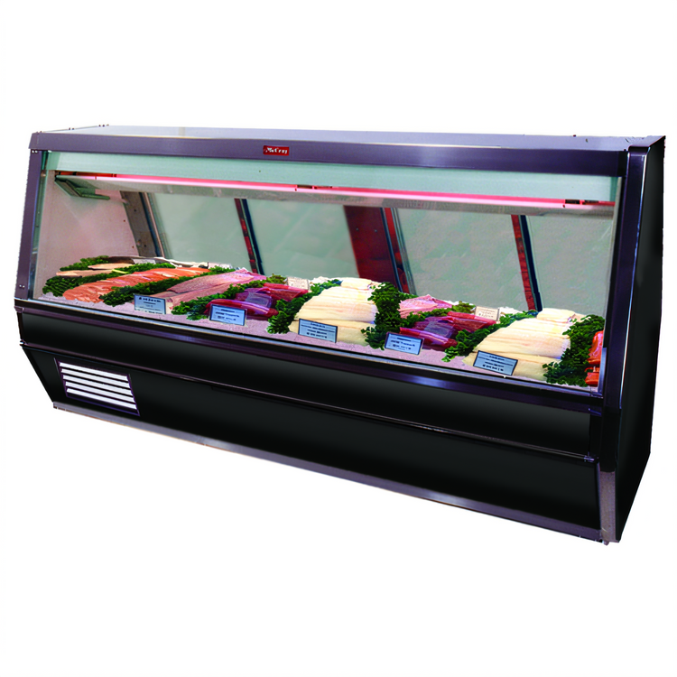 Product image #1 for Howard-McCray 40E Series 148-1/2-Inch Fish and Poultry Refrigerated Display Case, Self-Contained, Straight Glass, Black Exterior, White Interior, LED Lighting