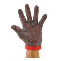 Winco Medium Reversible Mesh Cut-Resistant Glove, 304L Stainless Steel, Red