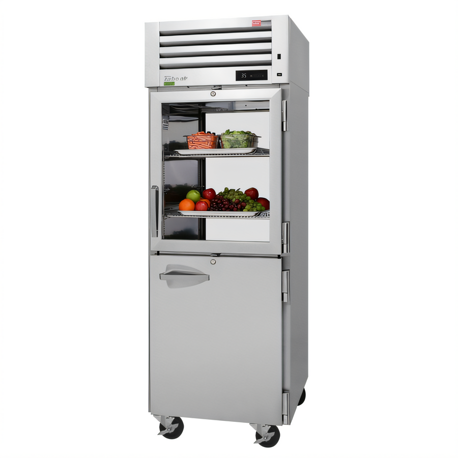 Product image #1 for Turbo Air PRO Series One-Section Pass-Thru Reach-In Refrigerator with Half Glass/Solid Doors, 26.48 Cu. Ft., Top-Mount Compressor