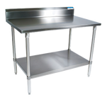 Thumbnail image #1 for BK Resources VTTR5-3030 30" x 30" Corner Stainless Steel Work Table, 18-Gauge T-430 Top, 5" Backsplash, Galvanized Undershelf