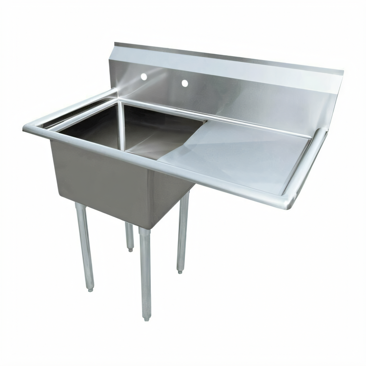 Product image #1 for Omcan USA 1-Compartment Pot Sink with Right-Hand Drainboard, 18 x 18 x 11-Inch Bowl, 304 Stainless Steel