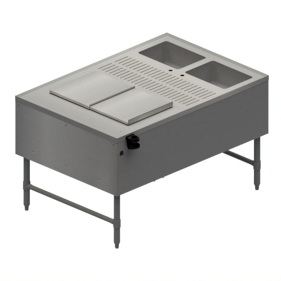 Product image #1 for BK Resources Standard Pass-Thru Underbar Ice Bin Cocktail Station with Dual Dump Sinks and 10-Circuit Cold Plate